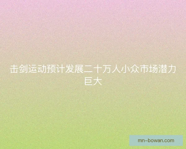 击剑运动预计发展二十万人小众市场潜力巨大